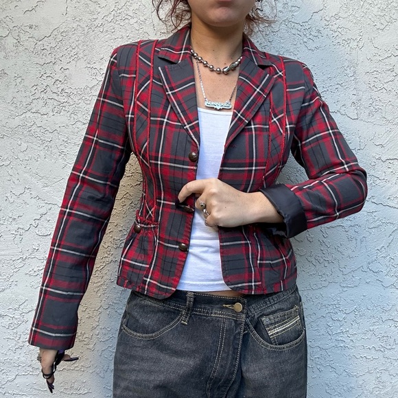 Y2k Plaid Blazer - Picture 3 of 13